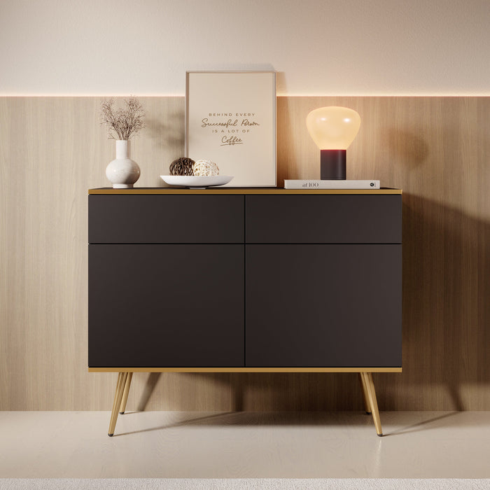 Meubella - Dressoir Orleans - Zwart - 107 cm