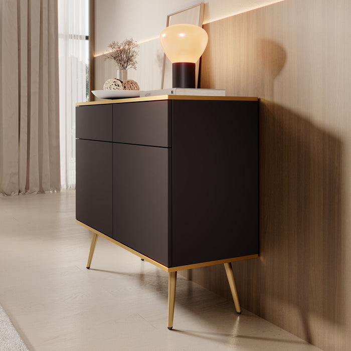 Meubella - Dressoir Orleans - Zwart - 107 cm