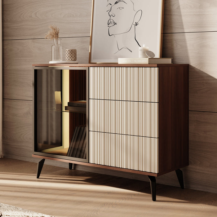 Meubella - Riverhead - Dressoir - Beige|Eiken - 103x39x80 cm