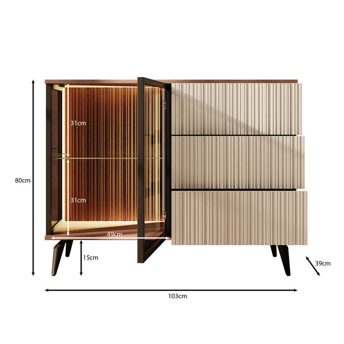 Meubella - Riverhead - Dressoir - Beige|Eiken - 103x39x80 cm