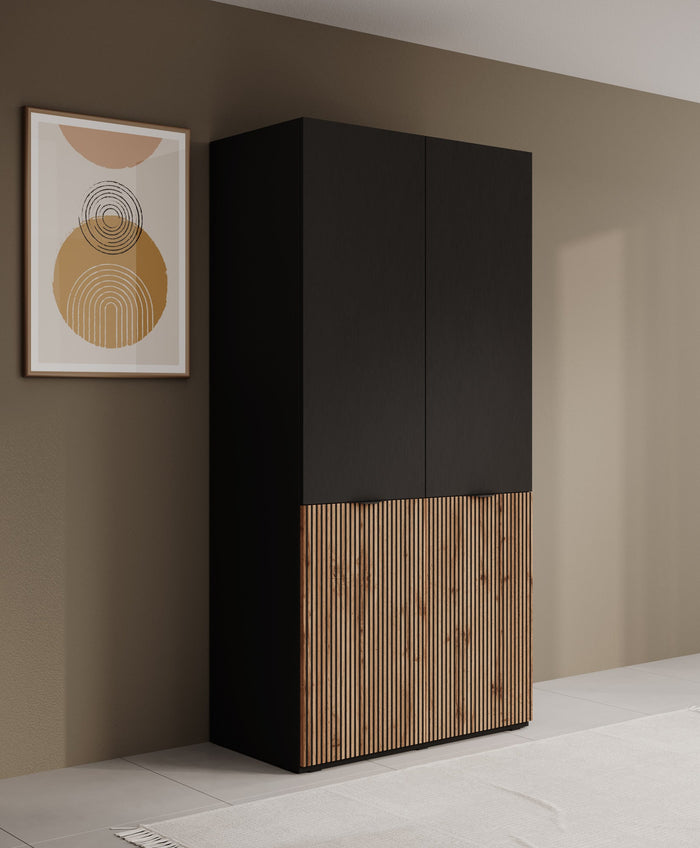 Meubella - Kledingkast Shelton - Zwart 1 - 101 cm