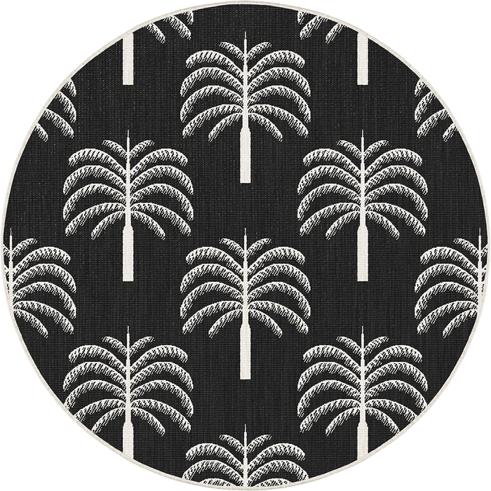 Rond buitenkleed Oase zwart|wit - Interieur05 - 240 x 240 cm
