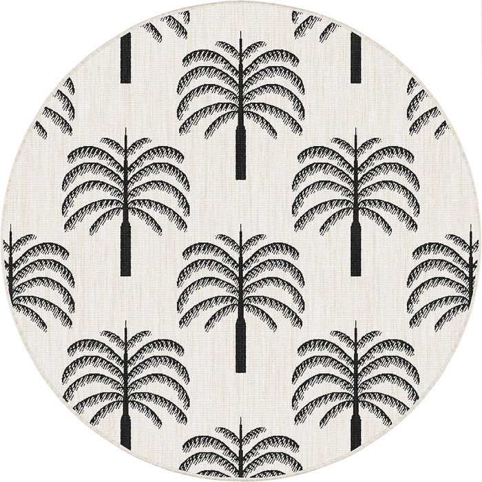Rond buitenkleed Oase zwart|wit - Interieur05 - 240 x 240 cm