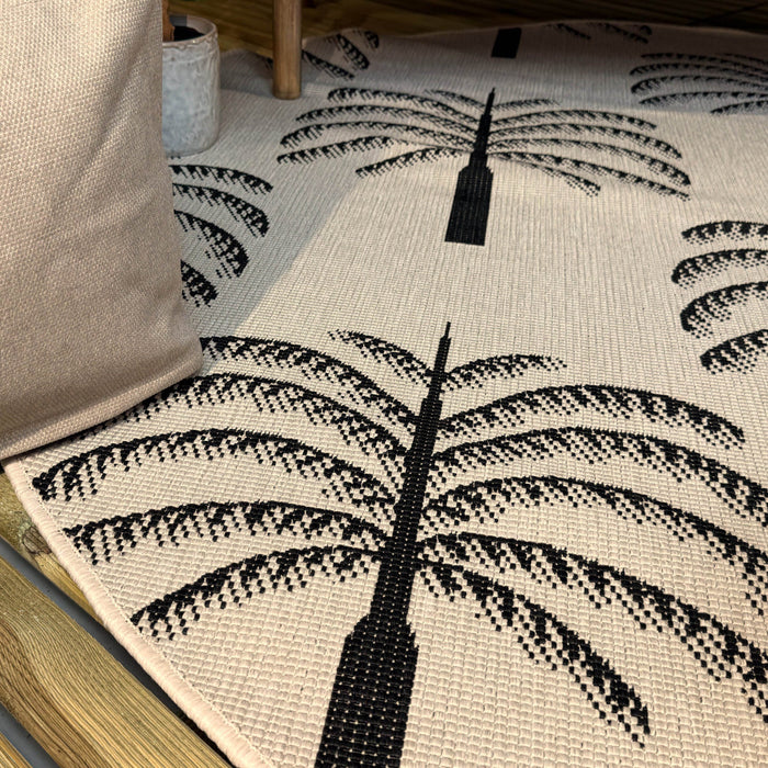 Rond buitenkleed Oase zwart|wit - Interieur05 - 240 x 240 cm