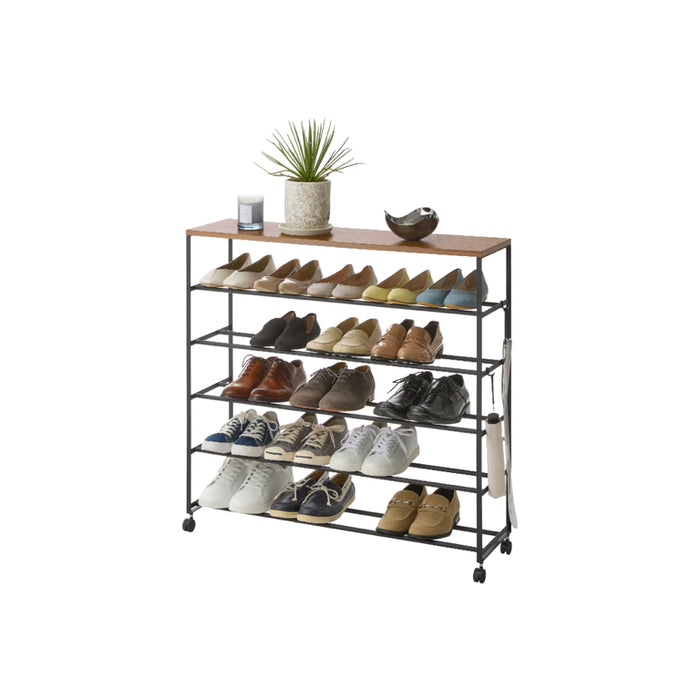 Yamazaki Tower Schoenenrek op wielen 5-laags - Zwart
