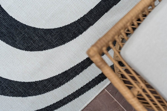 Interieur05 Buitenkleed Swirl Rechthoek - Zwart - Dubbelzijdig