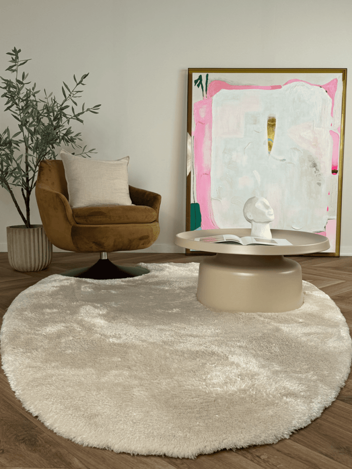 Organisch hoogpolig vloerkleed Odelia beige|wit - Interieur05