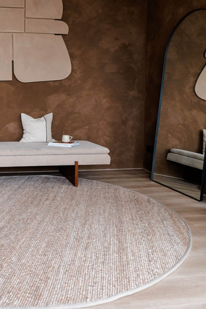 Interieur05 Rond Wollen Vloerkleed Lichtbruin Vik - 200 x 200 cm