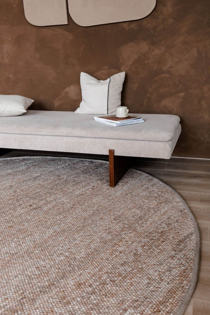 Interieur05 Rond Wollen Vloerkleed Lichtbruin Vik - 200 x 200 cm
