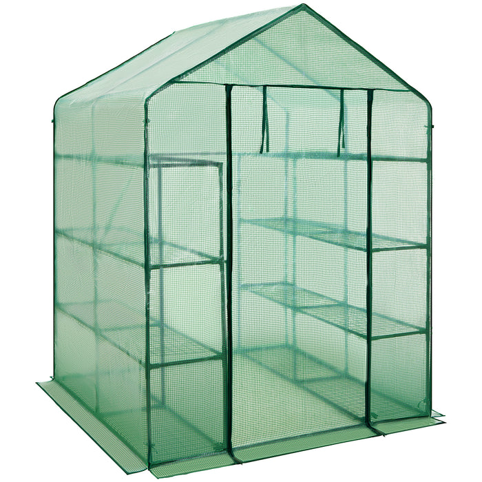 tectake® Foliekas met vierkant oppervlak 143x143x195cm - Groen
