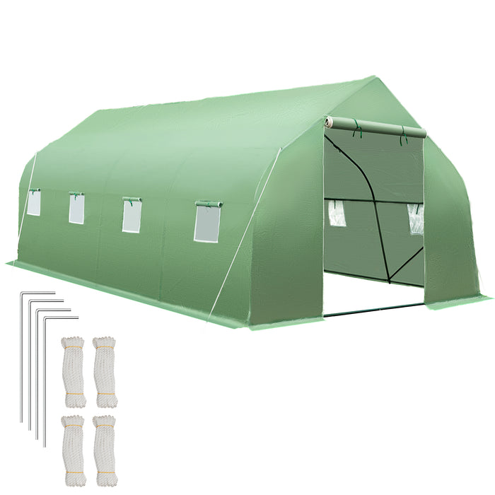 tectake® Foliekas in tentvorm met 8 ramen 600x300x205 - Groen