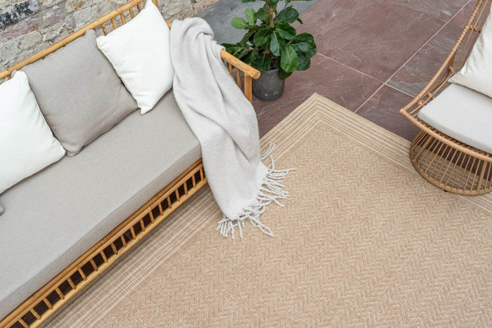 Interieur05 Jute buitenkleed Naturel Visgraat Border - 160 x 230 cm