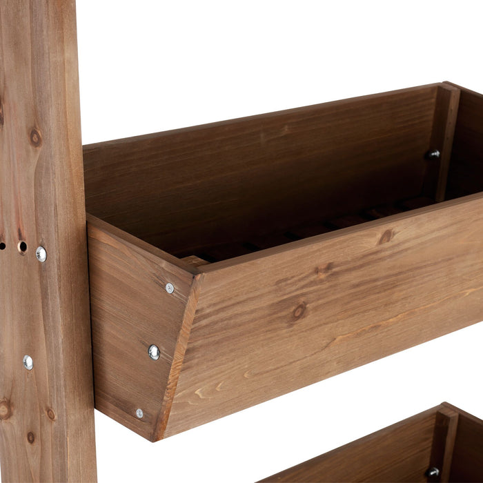 tectake® Plantenbak Flora, gelakt hout, met plantenfolie - Bruin