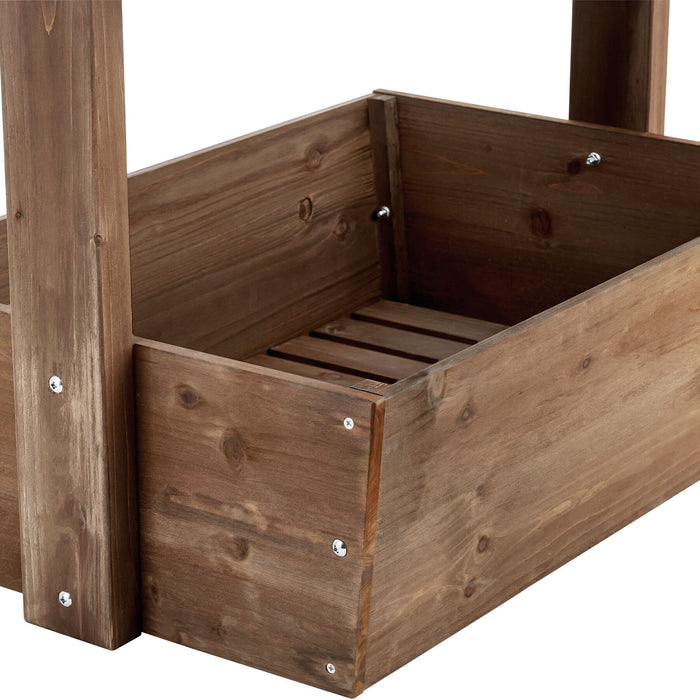 tectake® Plantenbak Flora, gelakt hout, met plantenfolie - Bruin