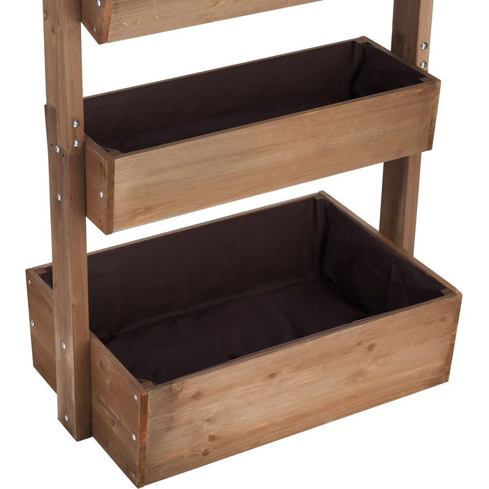 tectake® Plantenbak Flora, gelakt hout, met plantenfolie - Bruin