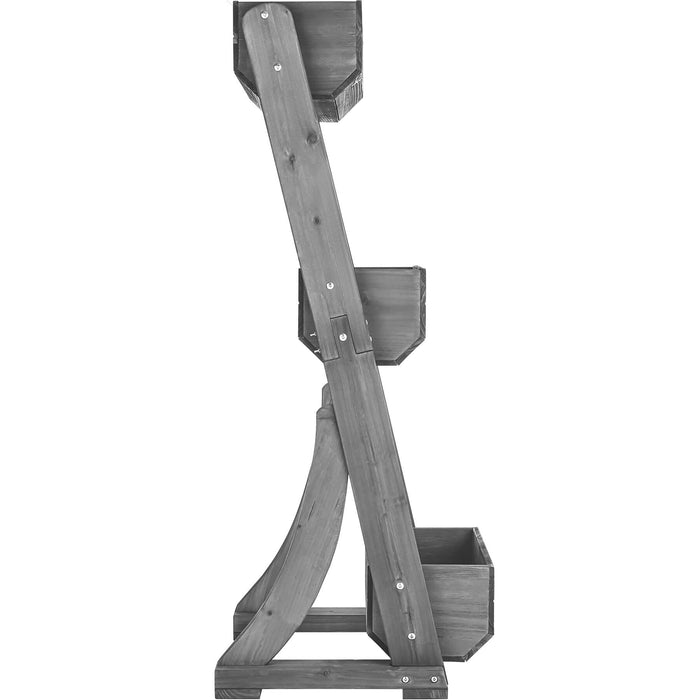 tectake® Plantenbak Flora, gelakt hout, met plantenfolie - Grijs