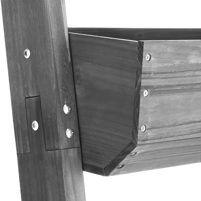 tectake® Plantenbak Flora, gelakt hout, met plantenfolie - Grijs