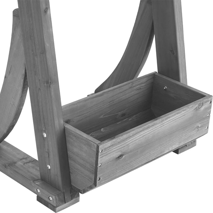 tectake® Plantenbak Flora, gelakt hout, met plantenfolie - Grijs