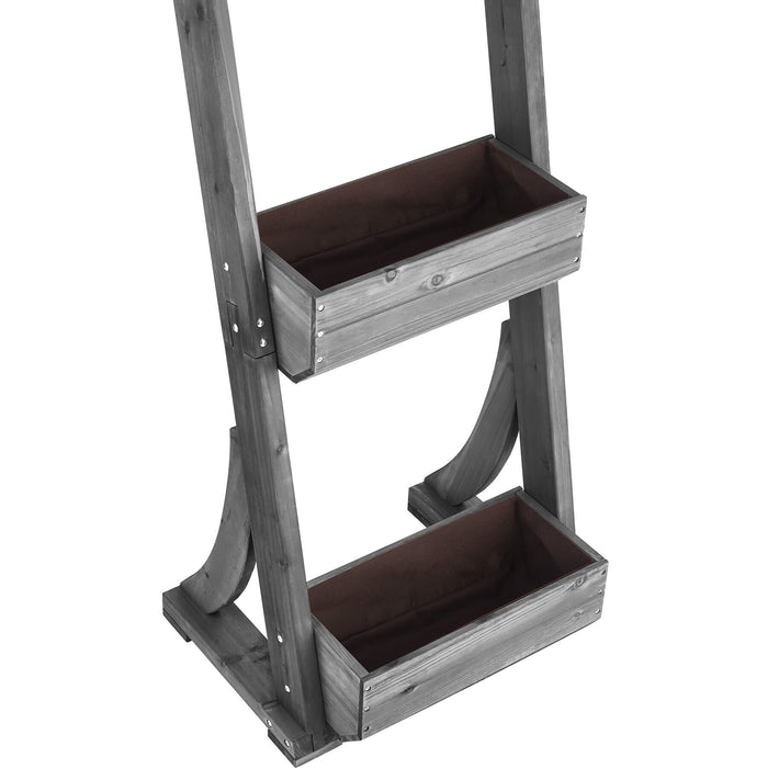 tectake® Plantenbak Flora, gelakt hout, met plantenfolie - Grijs