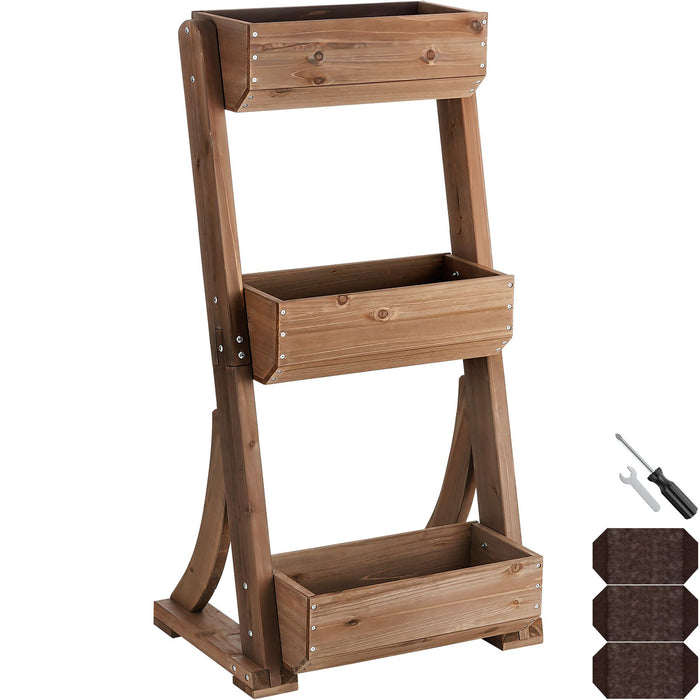 tectake® Plantenbak Flora, gelakt hout, met plantenfolie - Bruin