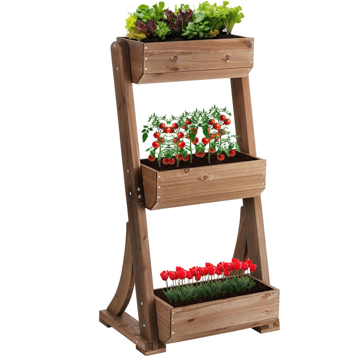 tectake® Plantenbak Flora, gelakt hout, met plantenfolie - Bruin