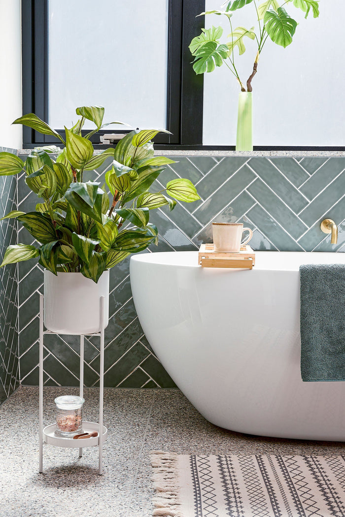 Mica Decorations Colyn Bloempot - H60 x Ø19 cm - IJzer - Wit