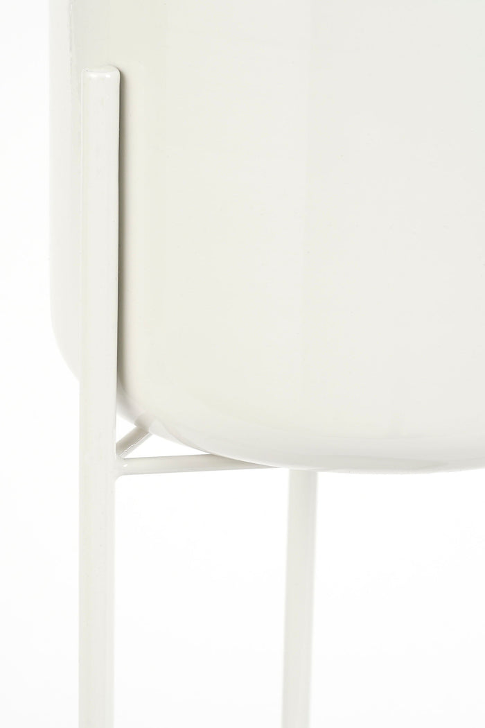 Mica Decorations Colyn Bloempot - H60 x Ø19 cm - IJzer - Wit