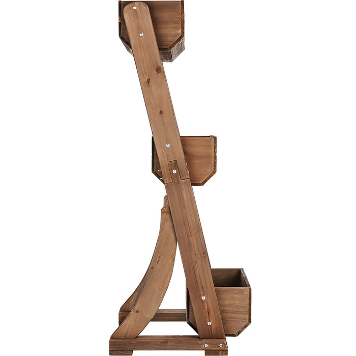 tectake® Plantenbak Flora, gelakt hout, met plantenfolie - Bruin