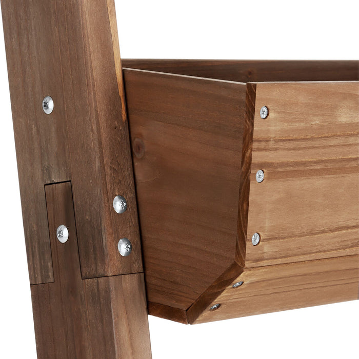 tectake® Plantenbak Flora, gelakt hout, met plantenfolie - Bruin