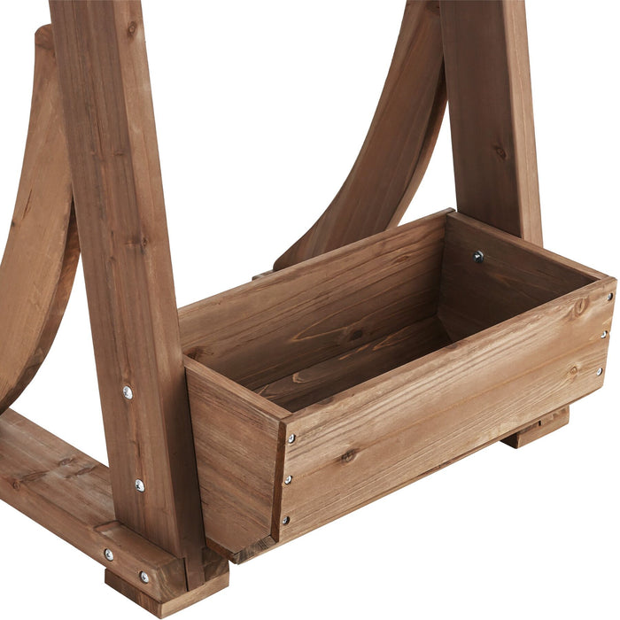 tectake® Plantenbak Flora, gelakt hout, met plantenfolie - Bruin