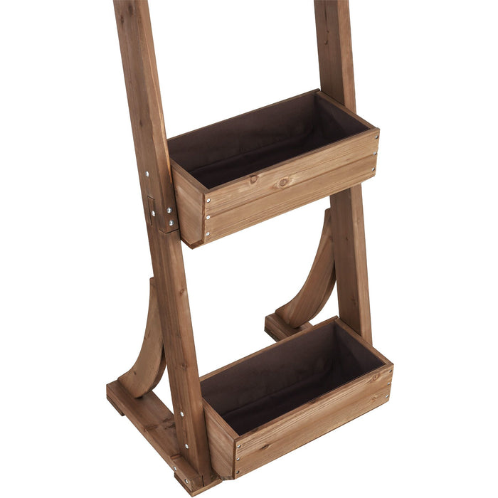 tectake® Plantenbak Flora, gelakt hout, met plantenfolie - Bruin