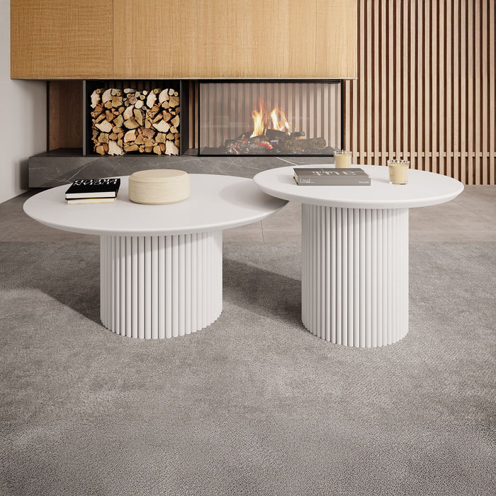 Meubella - Salontafel Mixx - Wit - Set van 2