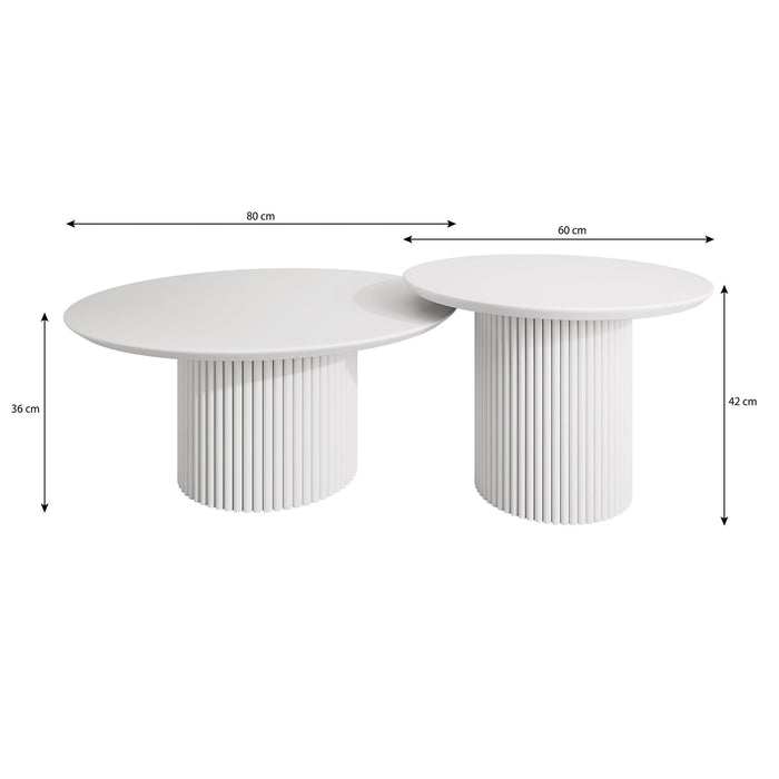 Meubella - Salontafel Mixx - Wit - Set van 2