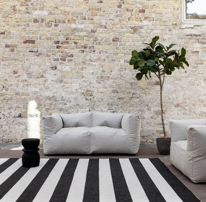 Eva Interior Buitenkleed Stripes zwart|wit dubbelzijdig - 160 x 230 cm