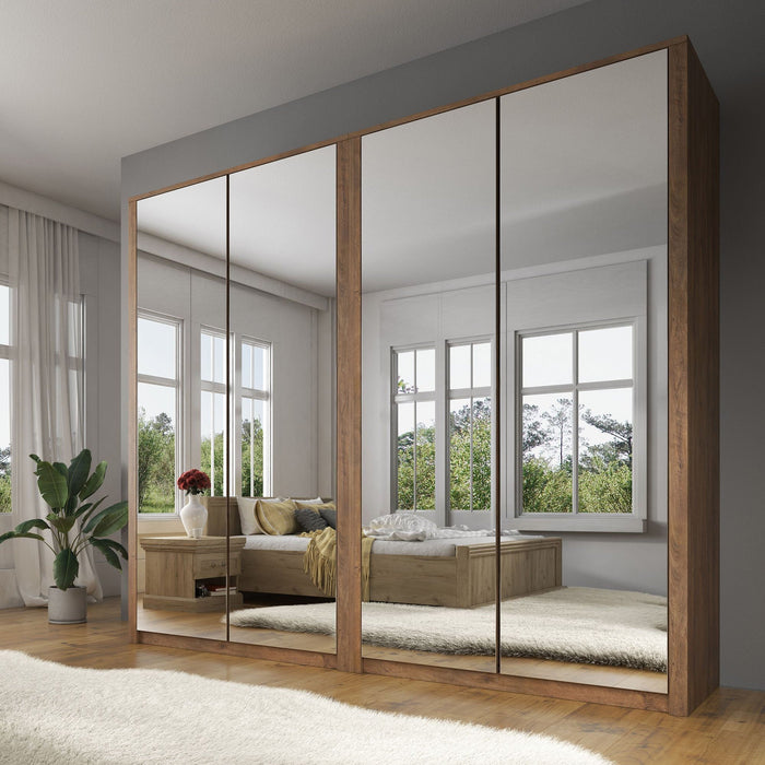 Meubella - Kledingkast Malibu - Eiken - 226 cm - Met spiegel