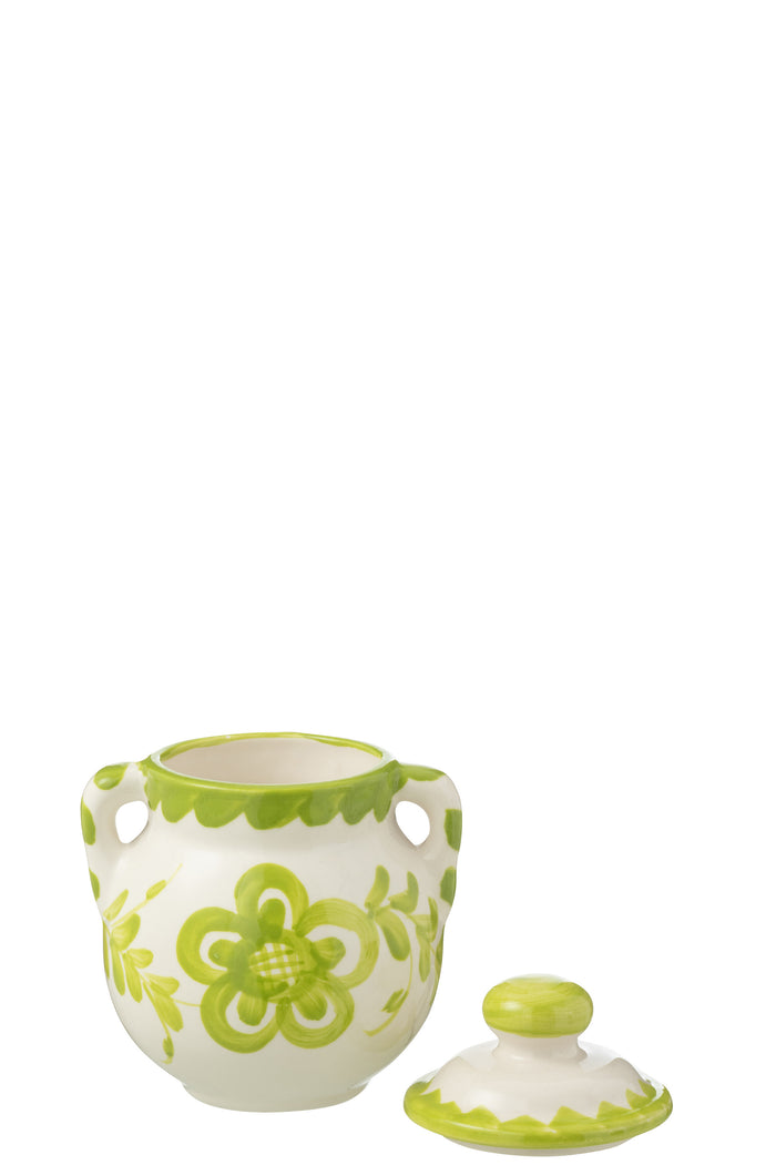 J-Line voorraadpot Granada - keramiek - wit|groen