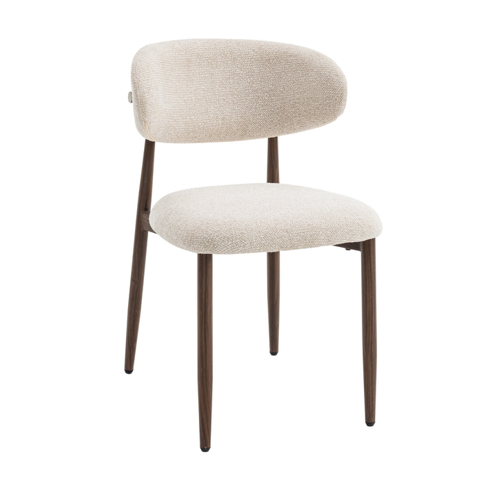 Celia - Eetkamerstoelen Beige Walnoot Set van 2