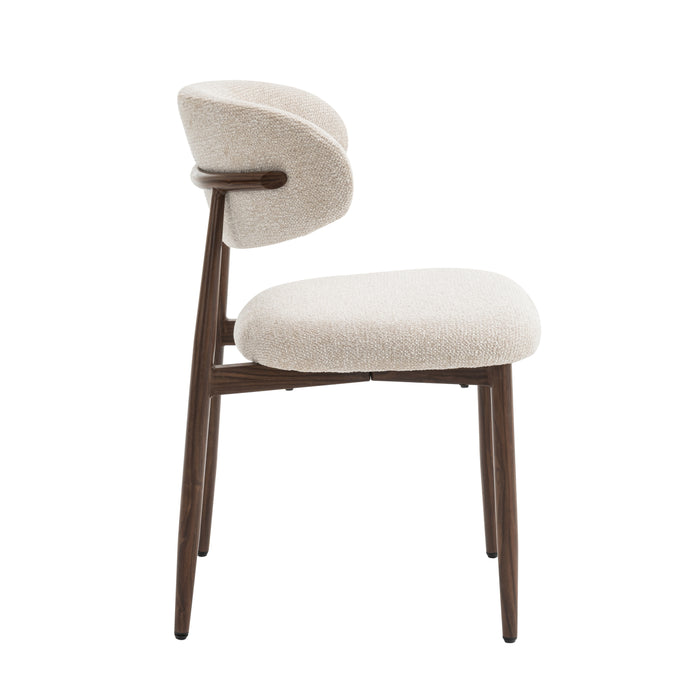 Celia - Eetkamerstoelen Beige Walnoot Set van 2