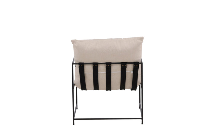 Rebellenclub Amore Fauteuil - Beige met Zwart Stalen Frame