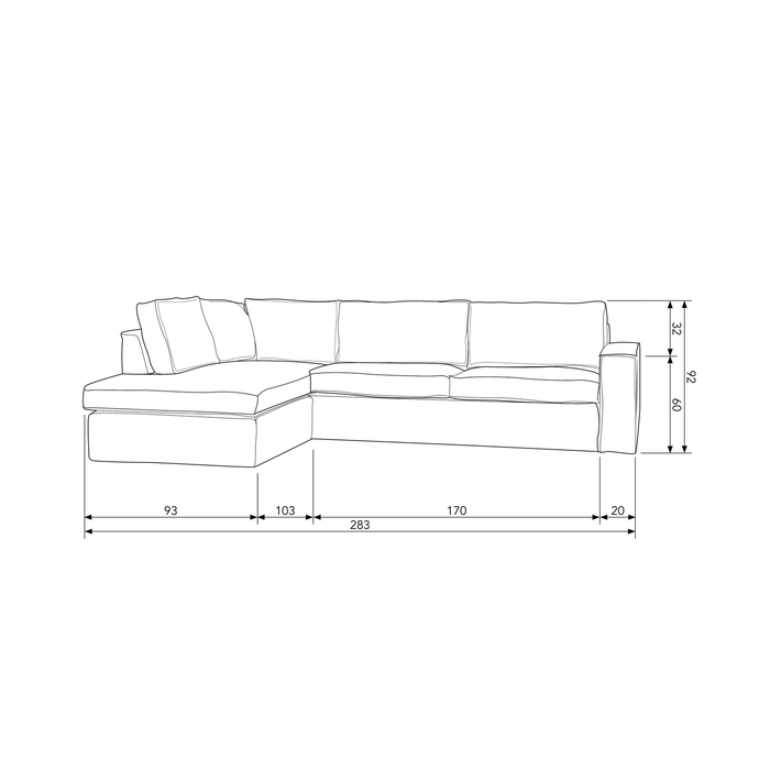 WOOOD Hoekbank Links Hajo - Boucle - Naturel