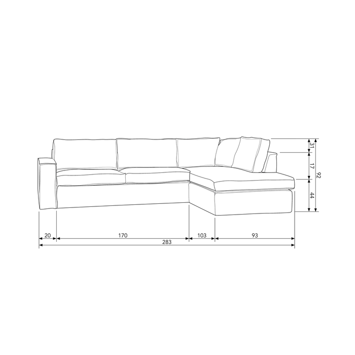 WOOOD Hoekbank Rechts Hajo - Boucle - Naturel