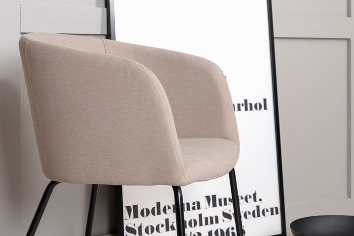 Rebellenclub Cerreto Eetkamerstoel - Beige Linnen | Zwart