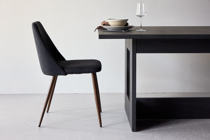 Rebellenclub Kangasala Eetkamerstoel - Set van 2 - Zwart Linnen