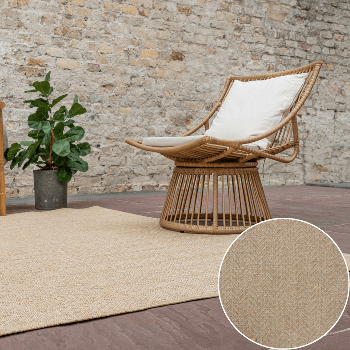 Interieur05 Jute buitenkleed Naturel Visgraat - 200 x 290 cm