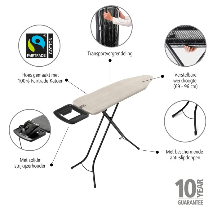 Brabantia Strijkplank B met Strijkijzerhouder 124 x 38 cm - Denim Grey