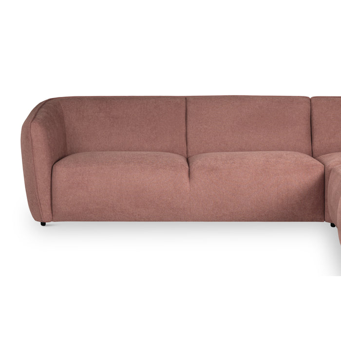 by fonQ Soft Hoekbank Rechts - Open Eind - Micro Chenille - Oud Roze