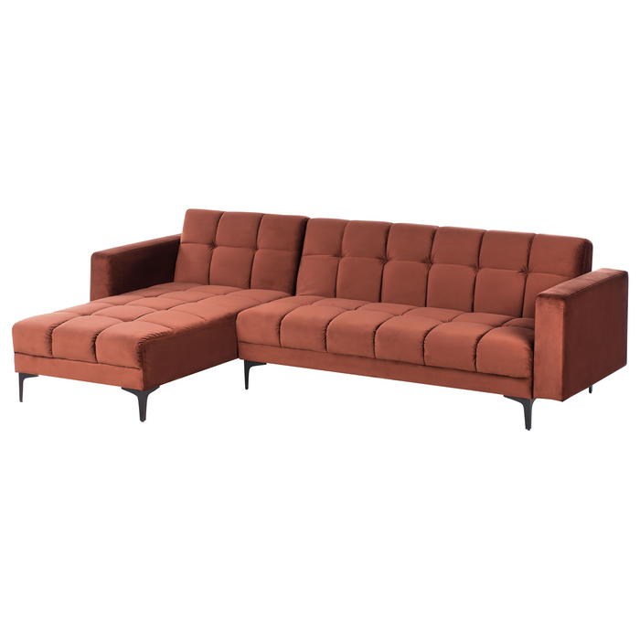 Beliani-ALNES-Hoekbank 4-zits-Lichtrood-Rechtszijdig-Polyester