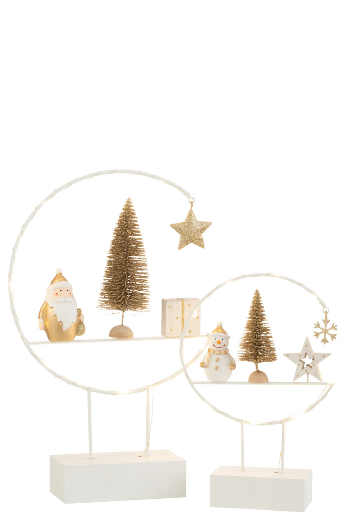 J-Line decoratie Semicirkel Op Voet + Kerstman - hout - wit|