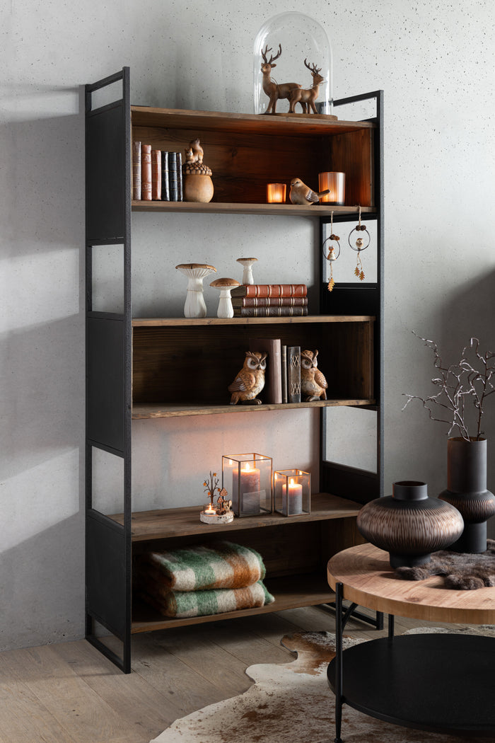 J-Line bijzettafel Bio - hout|ijzer - zwart|naturel