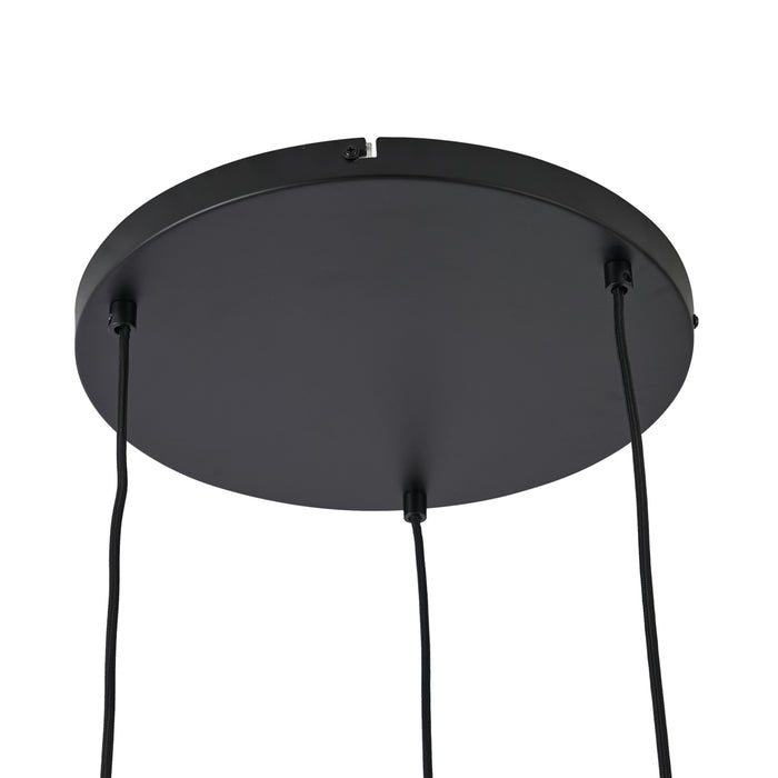 QAZQA Hotel Chique hanglamp zwart met goud en groen glas 3-lichts -